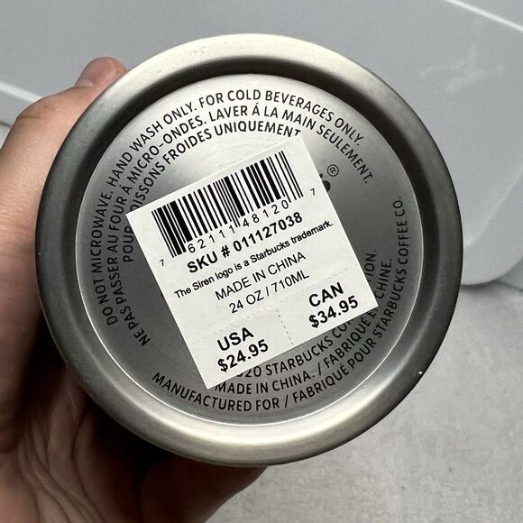 Starbucks Coffee 2021 Holiday Tumbler Stainless Pine Design Venti 24oz New - Picture 6 of 8